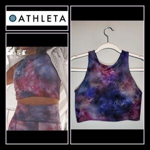 ATHLETA Conscious Crop | Size S | Sports Bra Tank in Supernova Marble Tie Dye